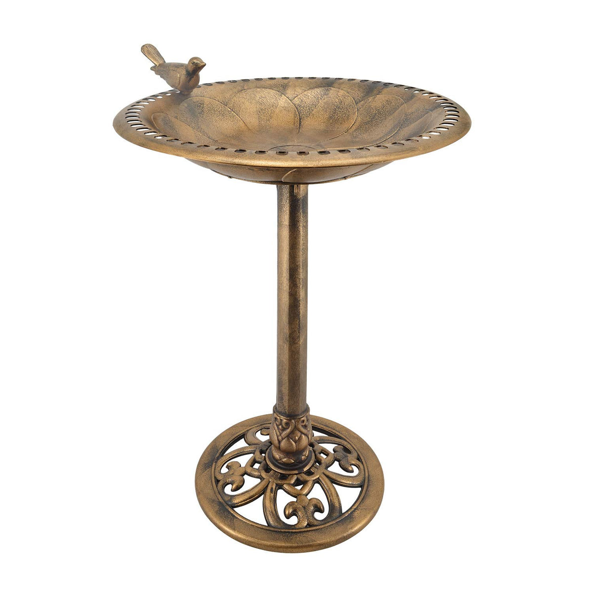 Arcadia Bronze Bird Bath front view shows decorative charm and bird attraction.
