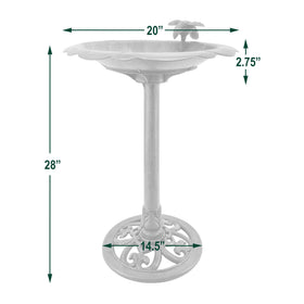 Arcadia Bronze Bird Bath stable-base view for secure outdoor placement.