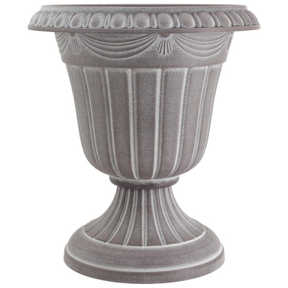 Arcadia Garden Products classic urn in whitewash enhances entryways with timeless elegance.