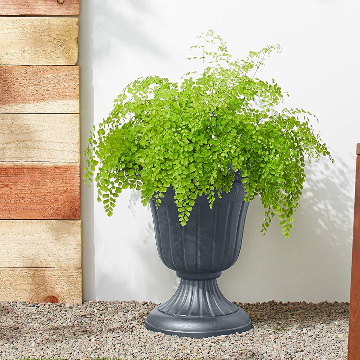 Arcadia PL00GY drillable urn allows adding drainage holes without compromising integrity.