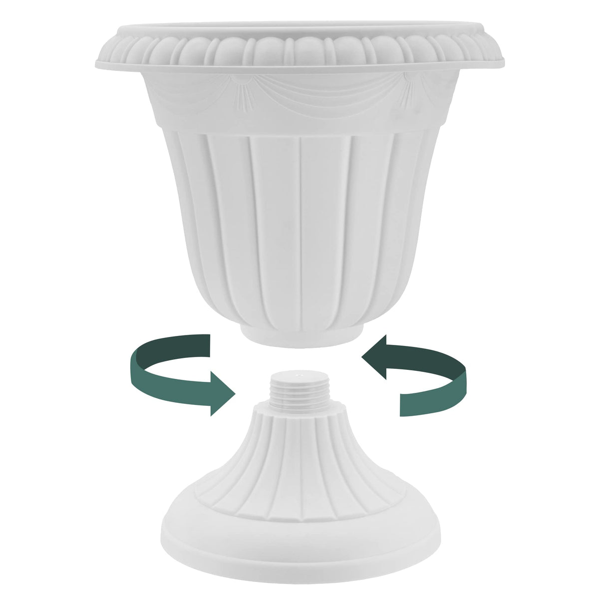 Arcadia PL00GY lightweight, weather-resistant urn withstands sun and rain.