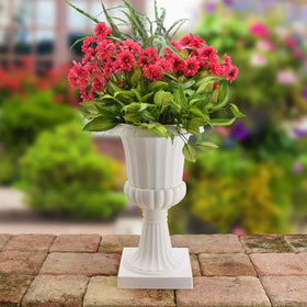 Arcadia Garden Products pedestal urn interior with an 8 inch opening for compact plantings.