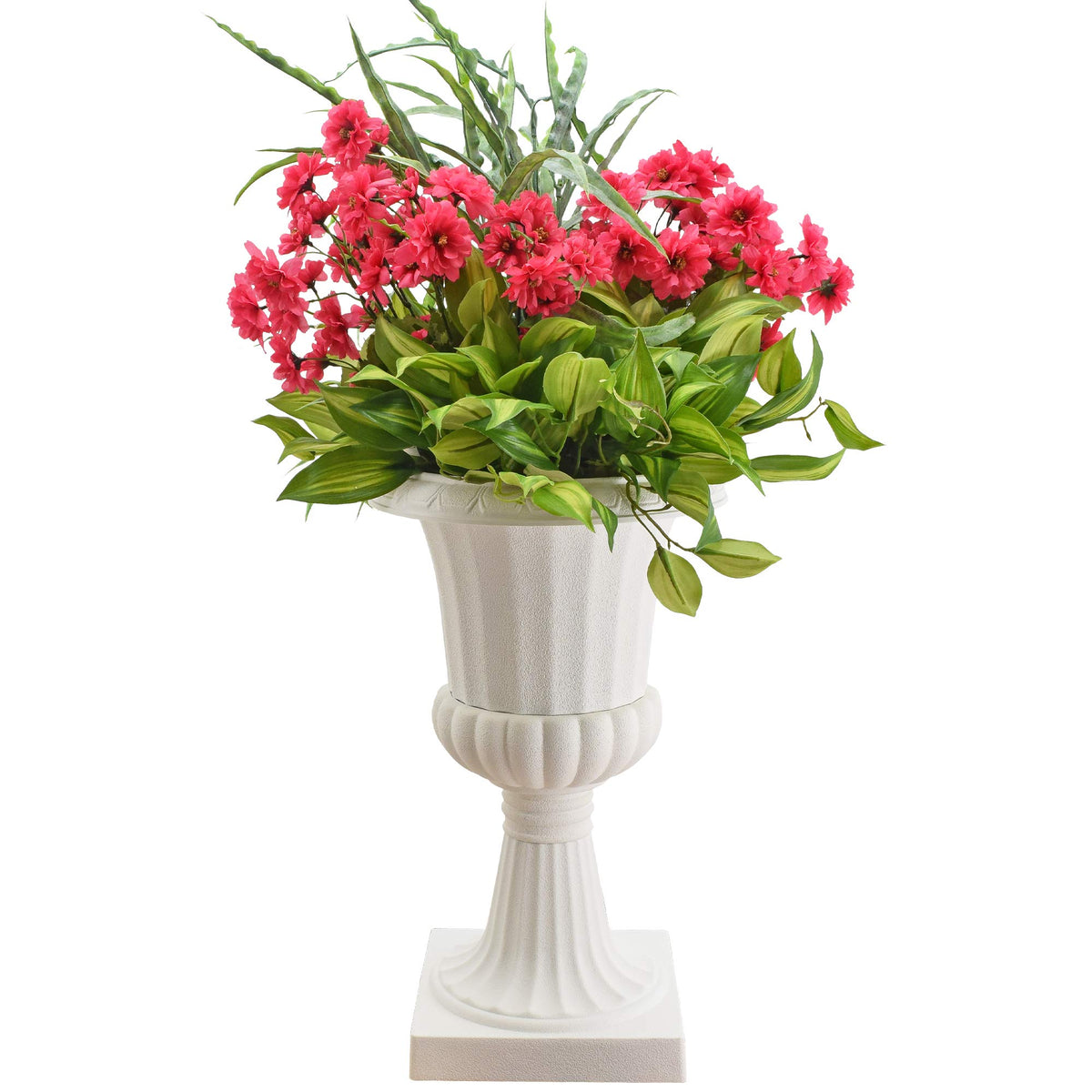 Arcadia Garden Products pedestal urn lightweight construction for easy relocation.