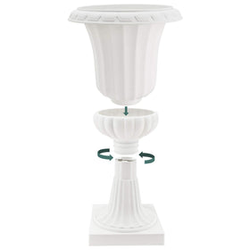 Arcadia Garden Products pedestal urn weather-resistant design for outdoor use.