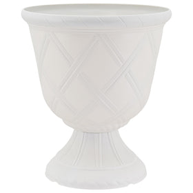 Arcadia lattice-pattern urn for indoor plants with timeless style.