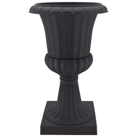 Arcadia PL51BK-2 Deluxe plastic urn side view shows a classic porch-ready design.