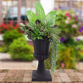 Arcadia PL51BK-2 Deluxe plastic urn top view highlights timeless silhouette.