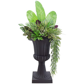 Arcadia PL51BK-2 Deluxe plastic urn on porch shows versatile placement.