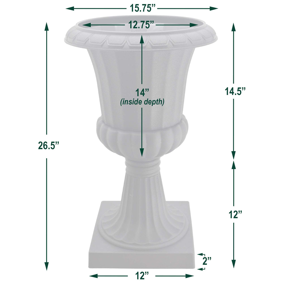 Arcadia PL51WT-2 deluxe urn in entryway provides classic pedestal appeal