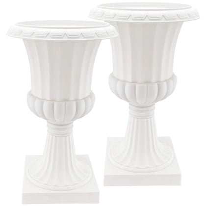 Arcadia PL51WT-2 deluxe urn white front view for durable curb appeal