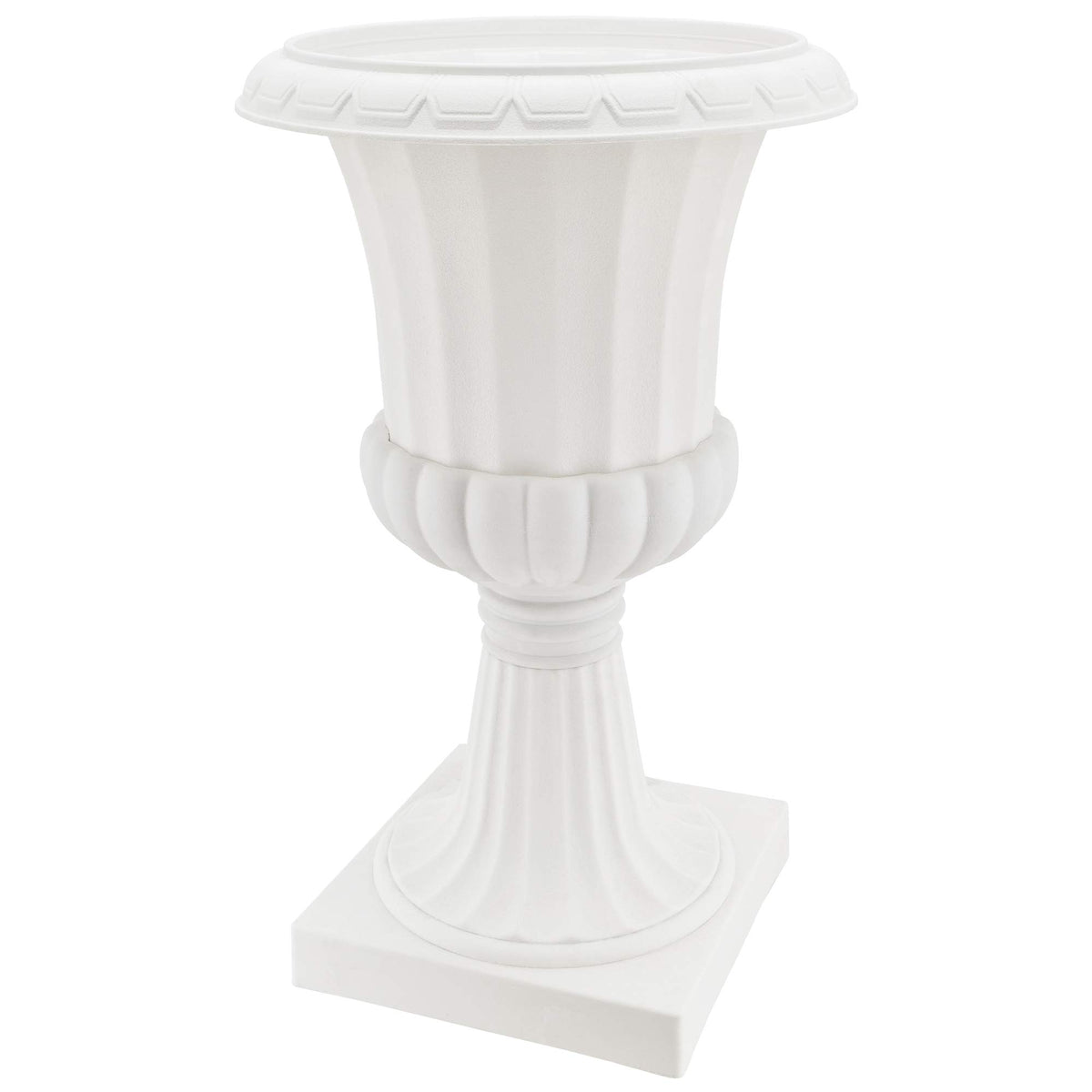 Arcadia PL51WT-2 deluxe urn white side view showcases versatile garden display
