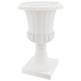 Arcadia PL51WT-2 deluxe urn white side view showcases versatile garden display