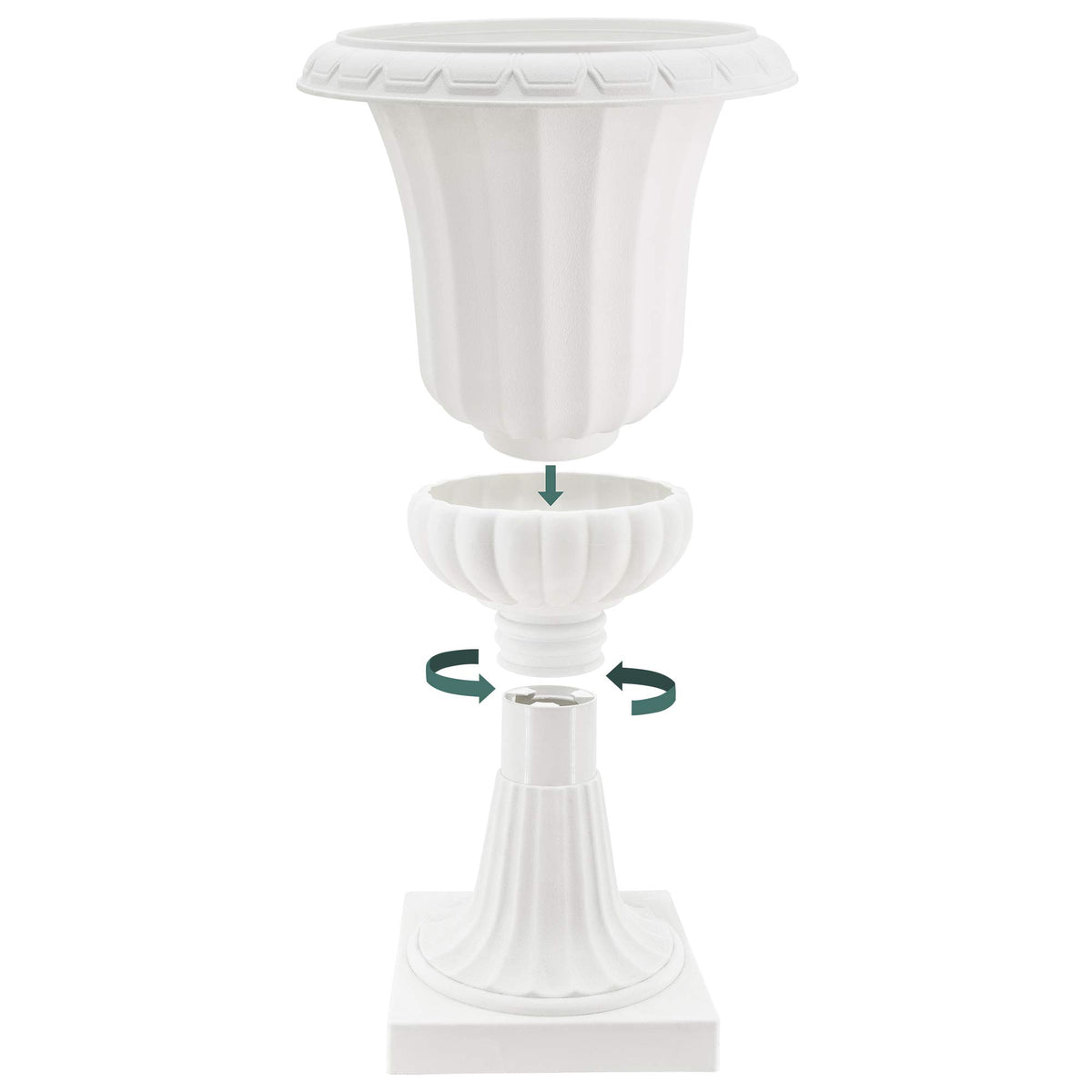 Arcadia PL51WT-2 deluxe urn white weather resistance for outdoor spaces