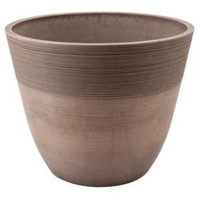 Arcadia PSW etched ribbed pot 12-inch front view, outdoor-ready and durable.