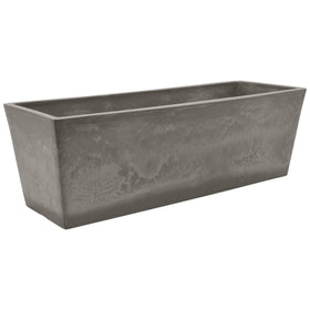 Arcadia Simplicity Window Box in cement color shown outdoors for garden displays