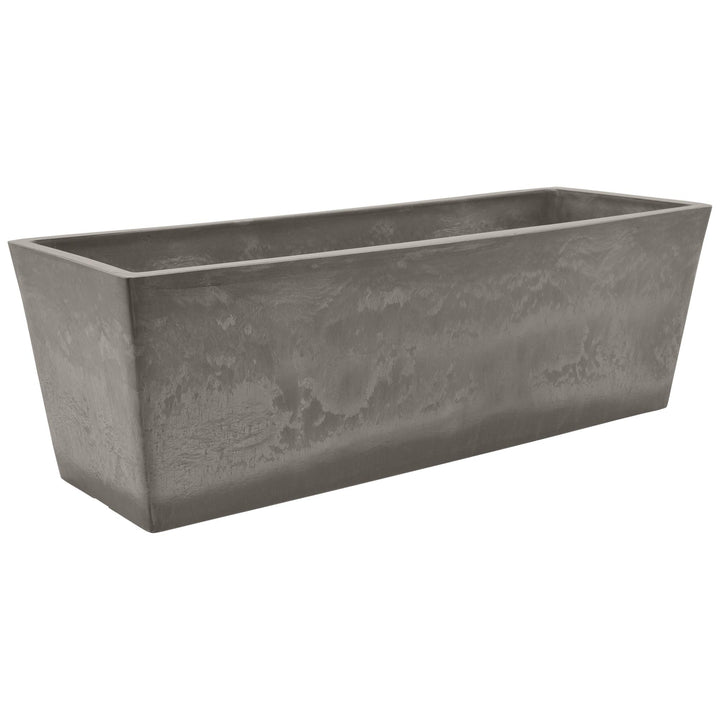 Arcadia Simplicity Window Box in cement color shown outdoors for garden displays
