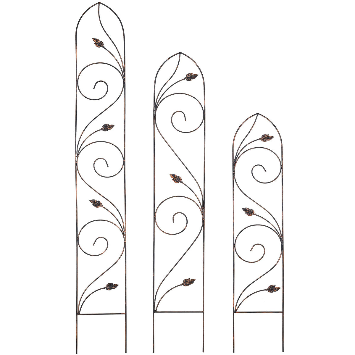 Arcadia TR04 bronze trellis shown in a garden setting with plants