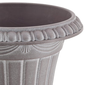 Arcadia urn opening is 11 inches, enabling versatile plant choices for displays.