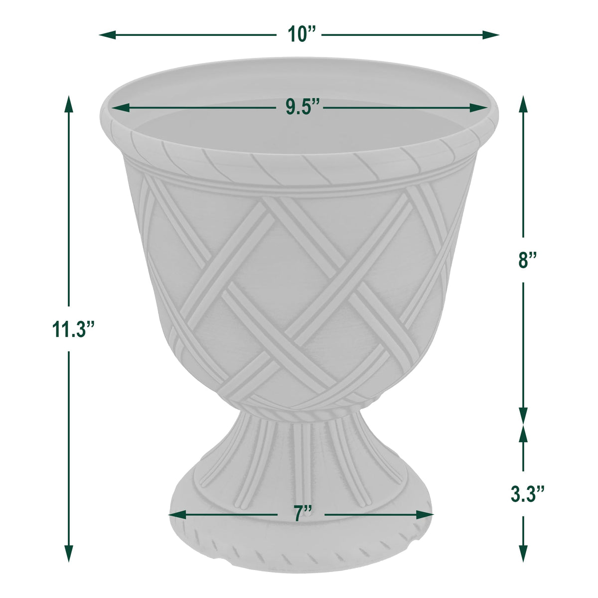 Arcadia urn with wide opening eases planting and maintenance.