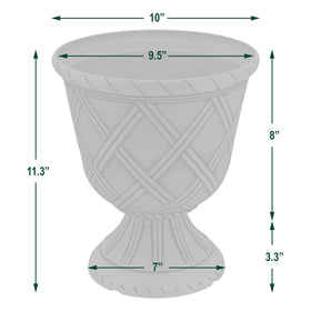 Arcadia urn with wide opening eases planting and maintenance.
