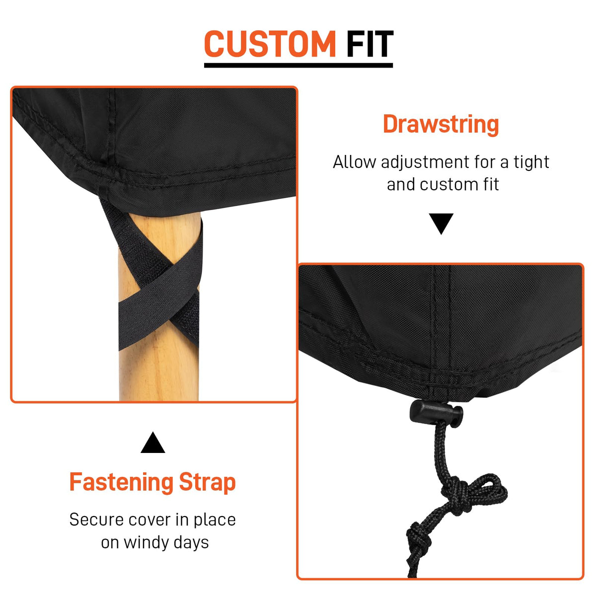 Arcedo covers fit chairs up to 27W x 34D x 32H inches.