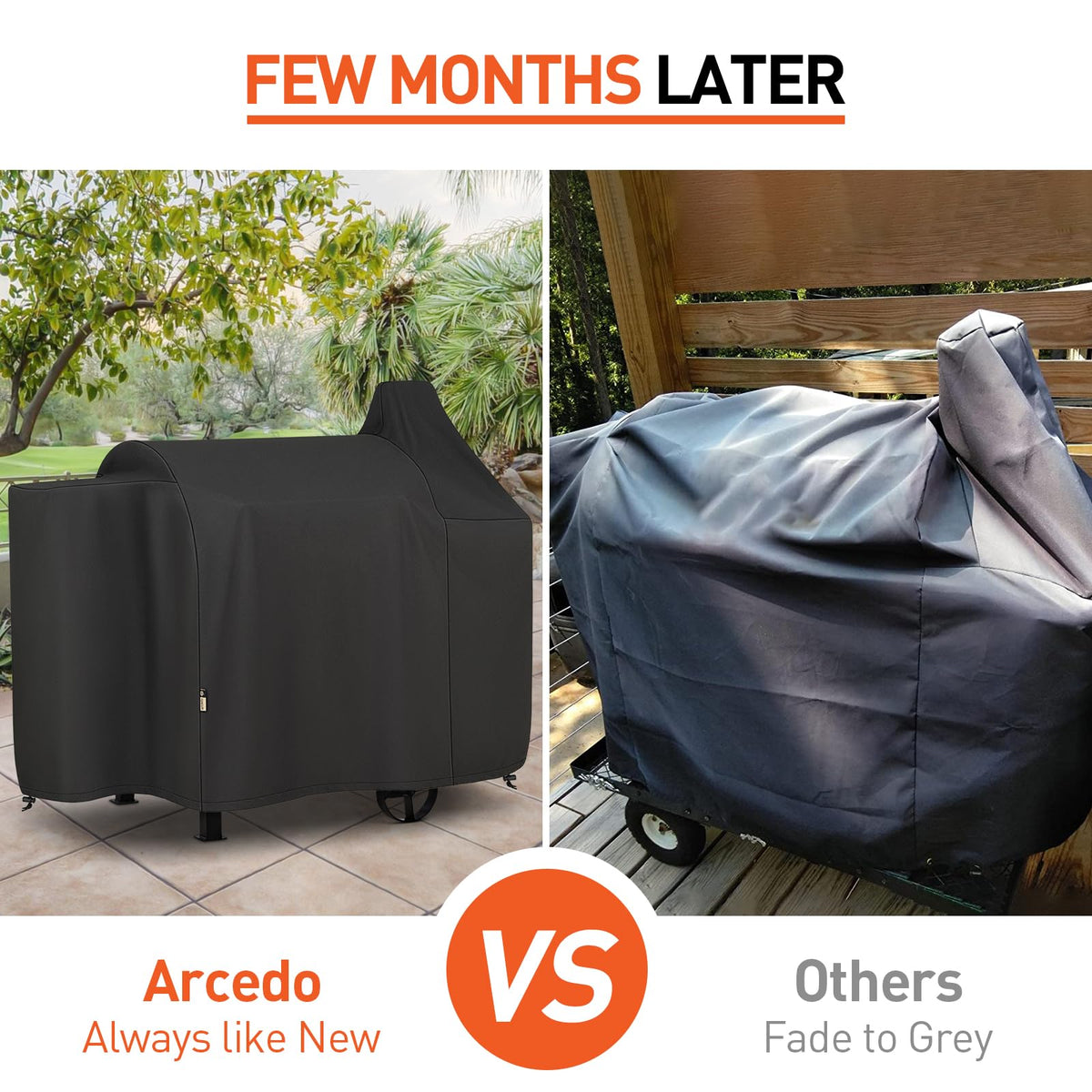 Arcedo waterproof polyester cover with PVC lining guards against moisture for the grill.