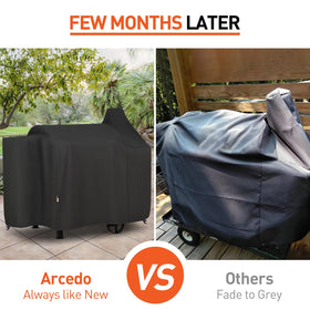Arcedo waterproof polyester cover with PVC lining guards against moisture for the grill.