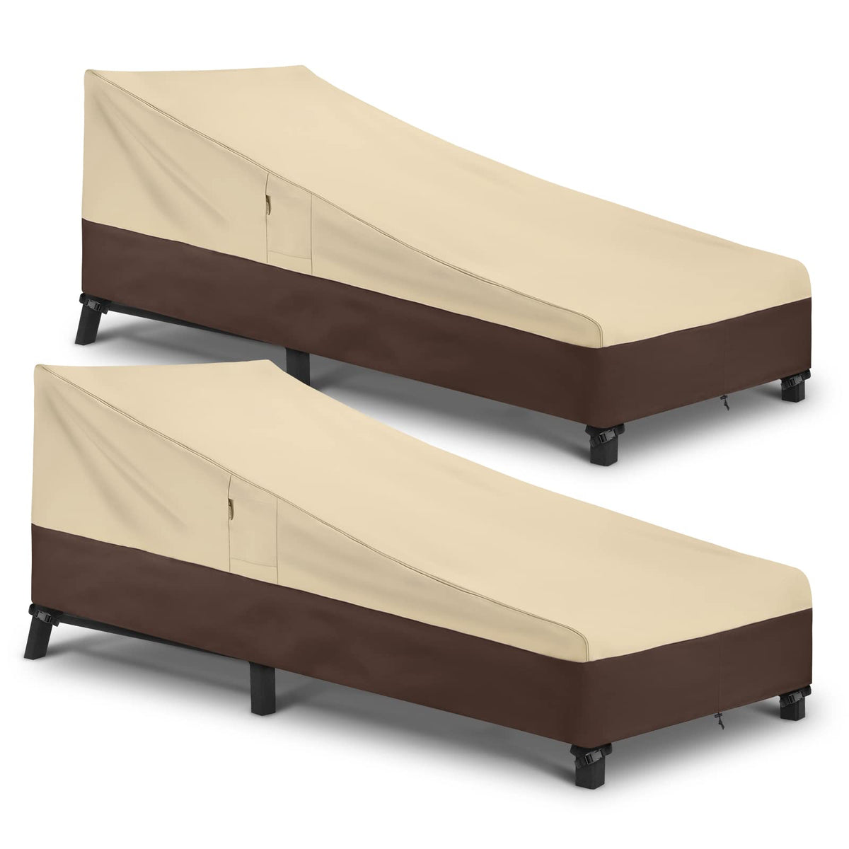 Arcedo outdoor lounge chair covers 2-pack beige brown protect chairs year-round