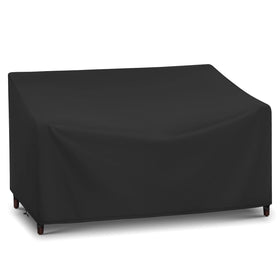 Arcedo waterproof 2-seater loveseat cover on patio protects furniture from weather.