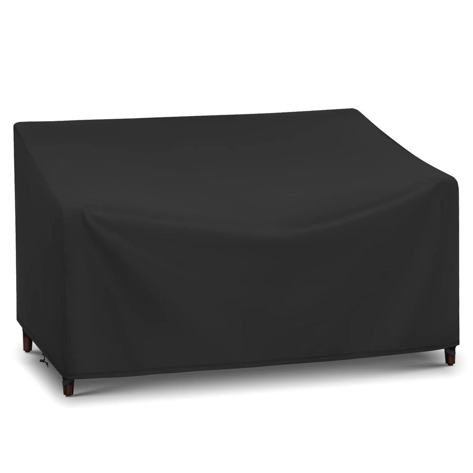 Arcedo waterproof 2-seater loveseat cover on patio protects furniture from weather.