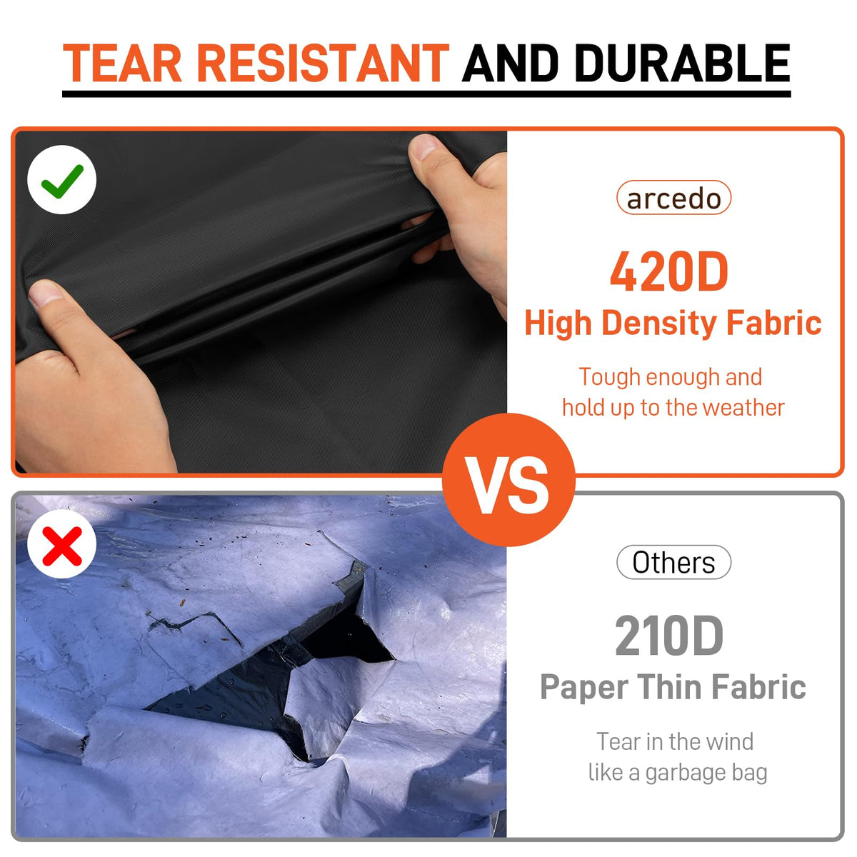 Drawstring and straps secure Arcedo covers on windy days.