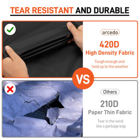 Drawstring and straps secure Arcedo covers on windy days.