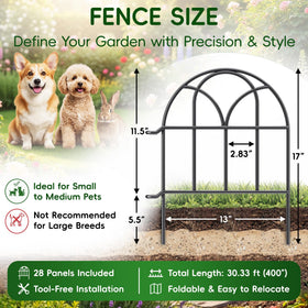 ArdeFentium arched design fence border enhances garden aesthetics and borders.