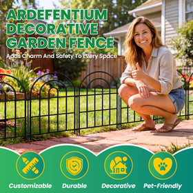 ArdeFentium garden fence arch-panel 07 provides decorative edging and plant protection.