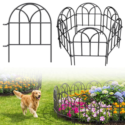 ArdeFentium garden fence panel 30ft demonstrates quick tool-free ground insertion.