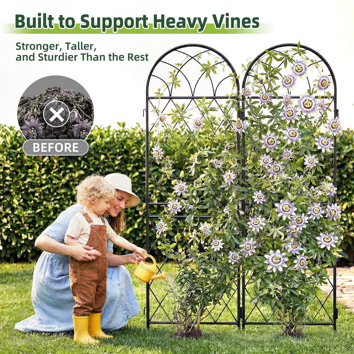 ArdeFentium heavy-duty garden trellis blends decorative arch with function.