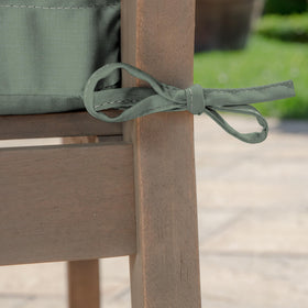 Arden earthFIBER tufted cushion detail in sage green for refined outdoor seating