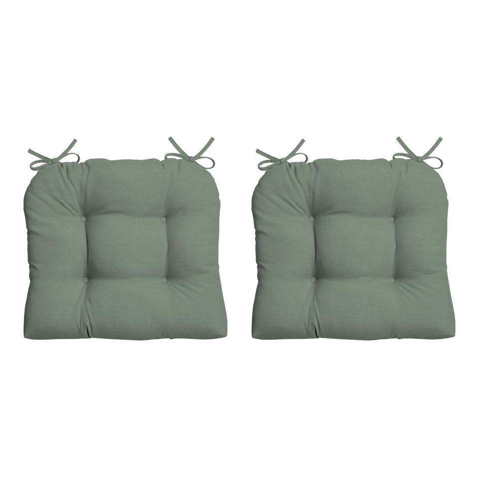 Arden earthFIBER outdoor plush cushion in sage green texture, ideal for all-weather wicker chairs