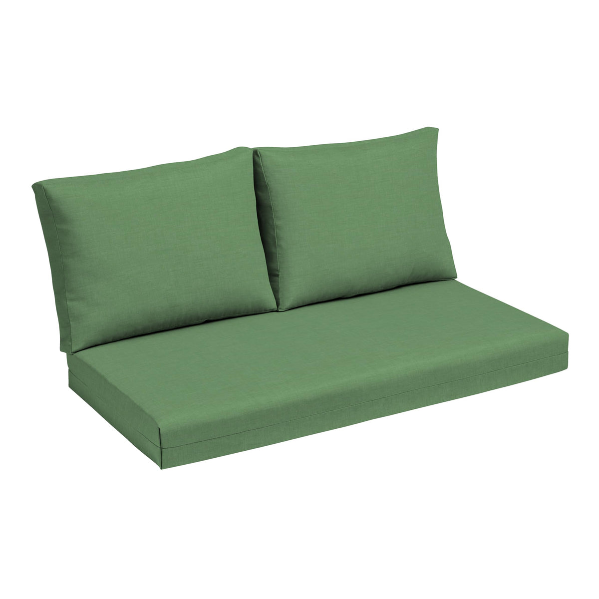 Arden Selections moss green loveseat cushions front view for outdoor comfort