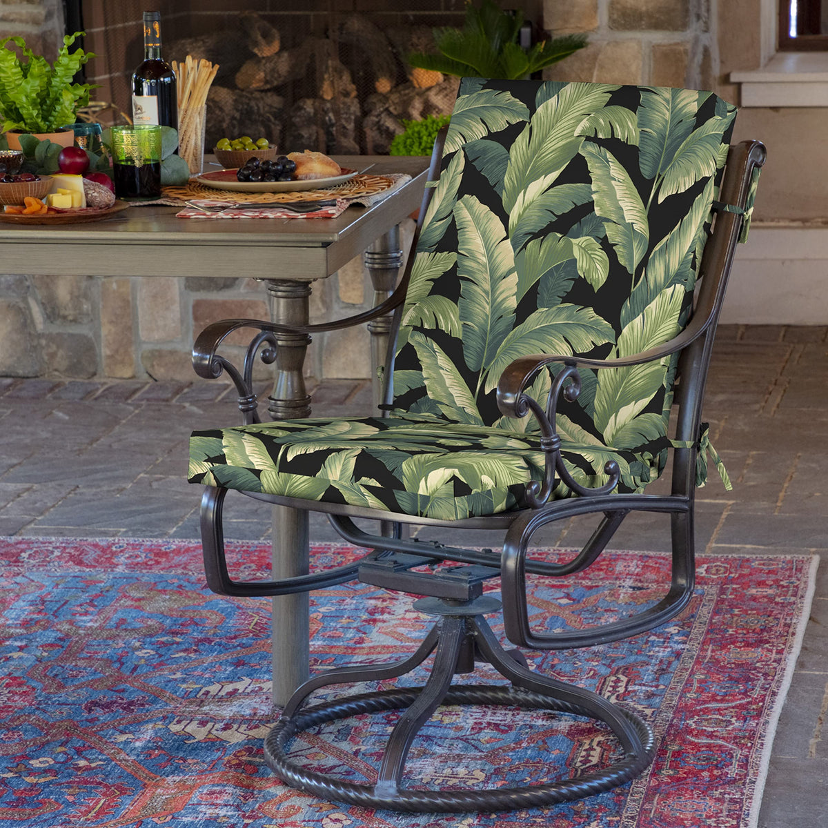 Arden Selections 20x44 dining seat cushion fits standard chairs for versatile outdoor use.