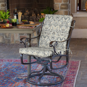 Arden Selections 2-Pack chair cushion back view in Aurora Damask for complete support