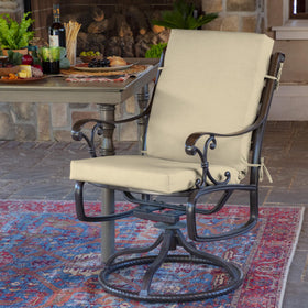 Close-up of Arden Selections 20x20 seat cushion on a standard outdoor chair