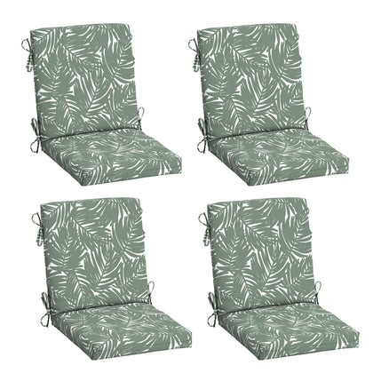 Arden Selections 4-pack dining chair cushion in sage on patio for durable outdoor comfort.
