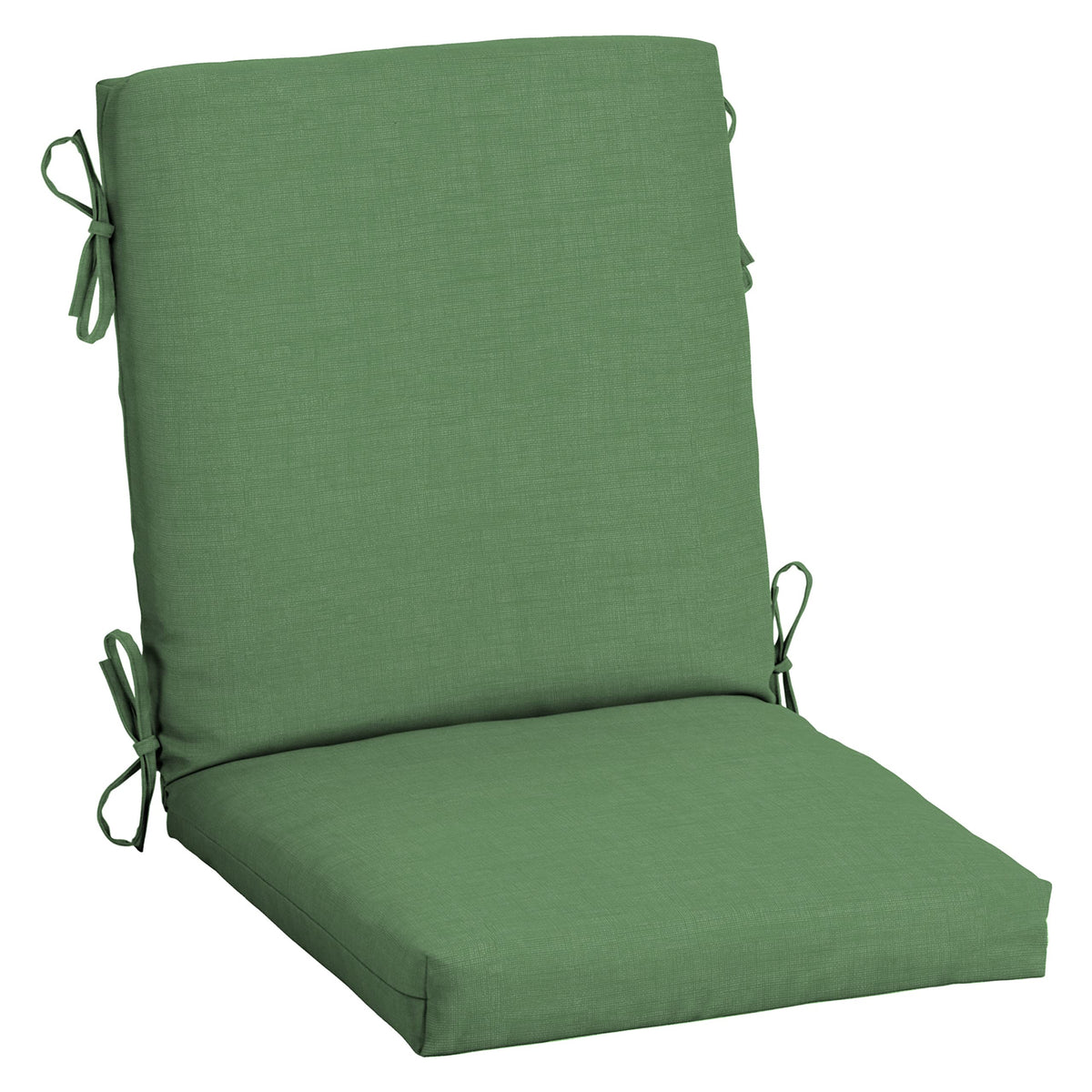 Arden Selections moss green outdoor cushion on midback chair for comfortable seating.