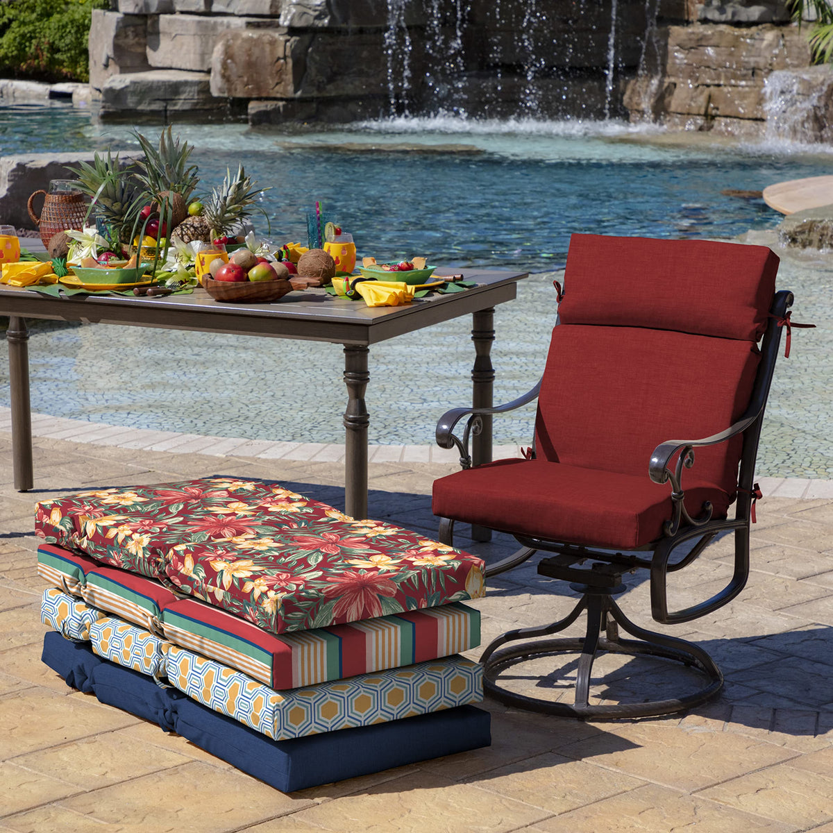 Arden Selections cushion fits most standard outdoor dining chairs.