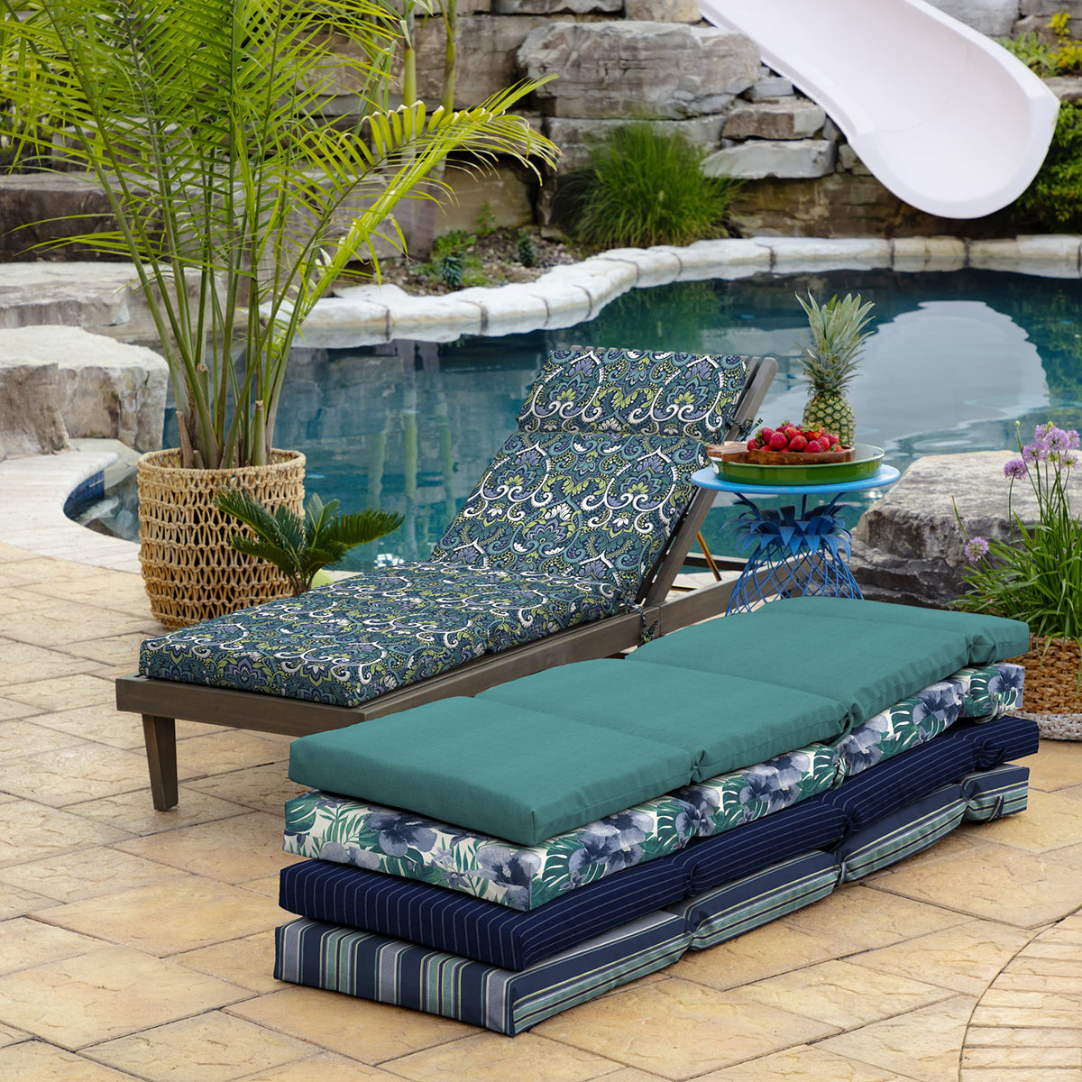 Cushion fits most standard outdoor chaise lounges with Arden Selections logo