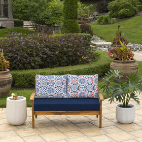 Arden Selections Clark Blue back pillows offer plush porch support