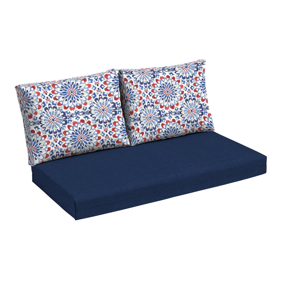 Arden Selections Clark Blue loveseat bottom cushion for outdoor comfort