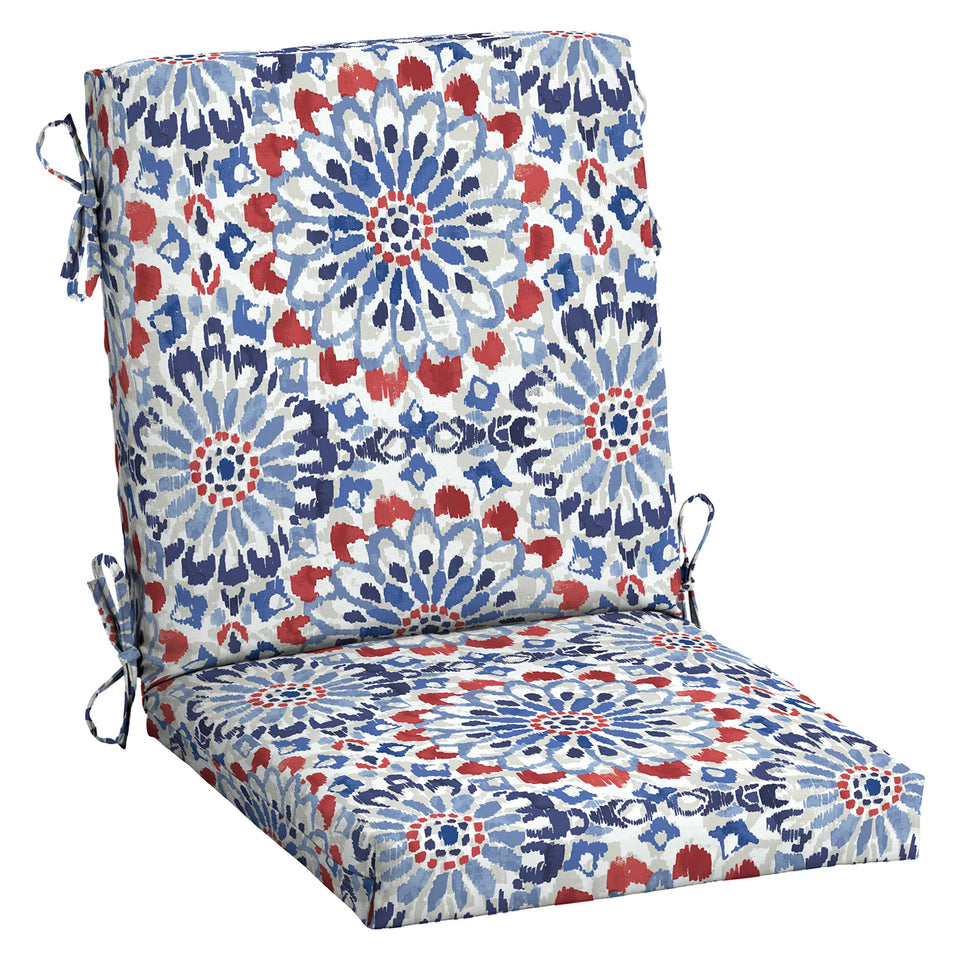 Arden Selections Clark Blue outdoor chair cushion front view shows inviting comfort
