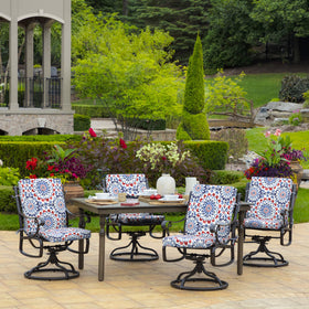 Arden Selections Clark Blue cushion with four ties secures to chair legs